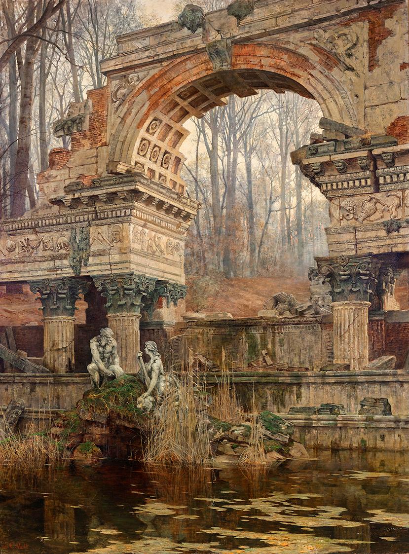 Carl Moll, Die Römische Ruine in Schönbrunn, 1892, Öl auf Leinwand, 322 x 242 cm, Belvedere, Wi…