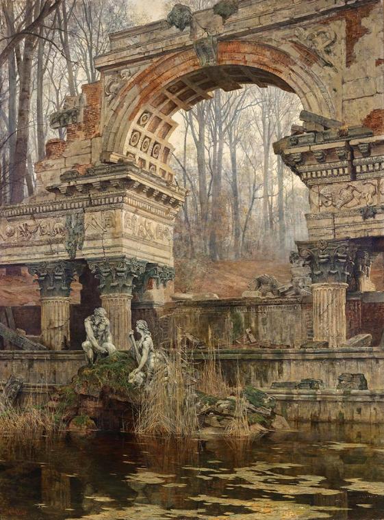 Carl Moll, Die Römische Ruine in Schönbrunn, 1892, Öl auf Leinwand, 322 x 242 cm, Belvedere, Wi…