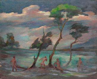 Robert Philippi, Badende, um 1920, Öl auf Leinwand, 45 × 55,5 cm, Belvedere, Wien, Inv.-Nr. 117…