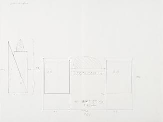 Tillman Kaiser, Entwurfsskizze zum Display einer Ausstellung im Prunkstall, 2010, Bleistift auf…