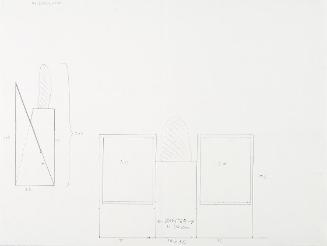 Tillman Kaiser, Entwurfsskizze zum Display einer Ausstellung im Prunkstall, 2010, Bleistift auf…