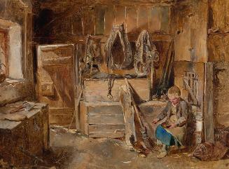 Carl Schindler, In der Geschirrkammer, um 1840, Öl auf Papier auf Leinwand, 30 x 40,5 cm, Belve…