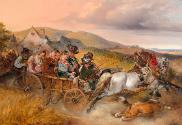 Carl Schindler, Die Hochzeitsfahrt, 1841, Öl auf Leinwand, 40 x 58 cm, Belvedere, Wien, Inv.-Nr…