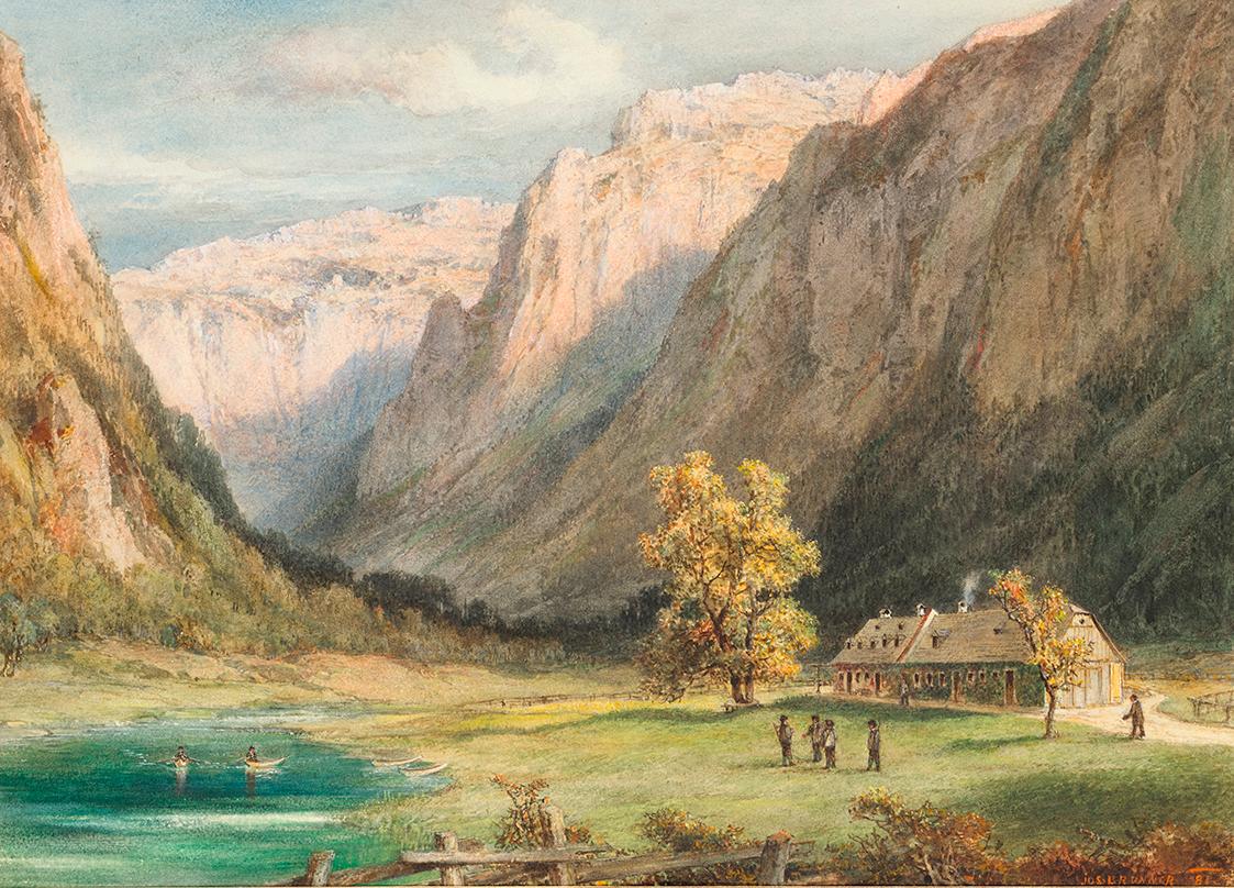 Joseph Brunner, Jagdhaus in Brunn/Wildalpen, 1881, Aquarell auf Papier, 31 x 43 cm, Belvedere, …