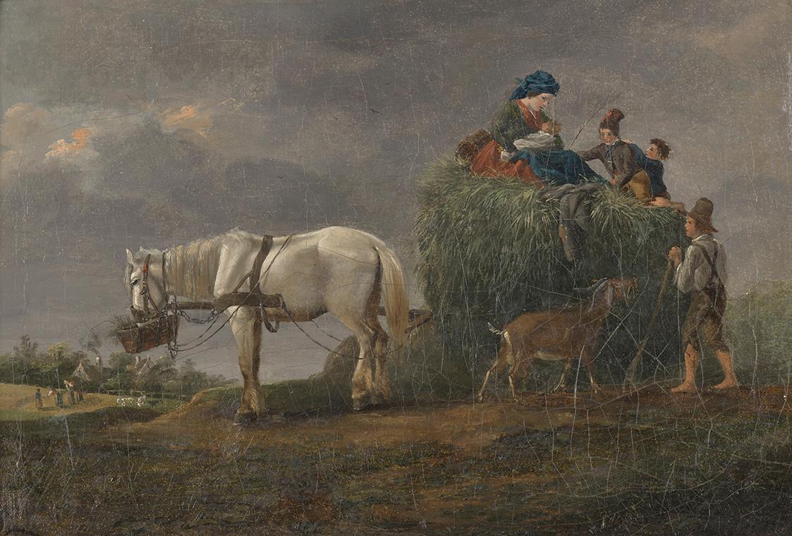 Friedrich August Mathias Gauermann, Der Heuwagen, 1824, Öl auf Leinwand, 21,4 x 31,5 cm, Belved…