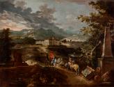 Ignaz Flurer, Landschaft mit Schloss Stattenberg, um 1730/1742, Öl auf Leinwand, 118 x 158,5 cm…