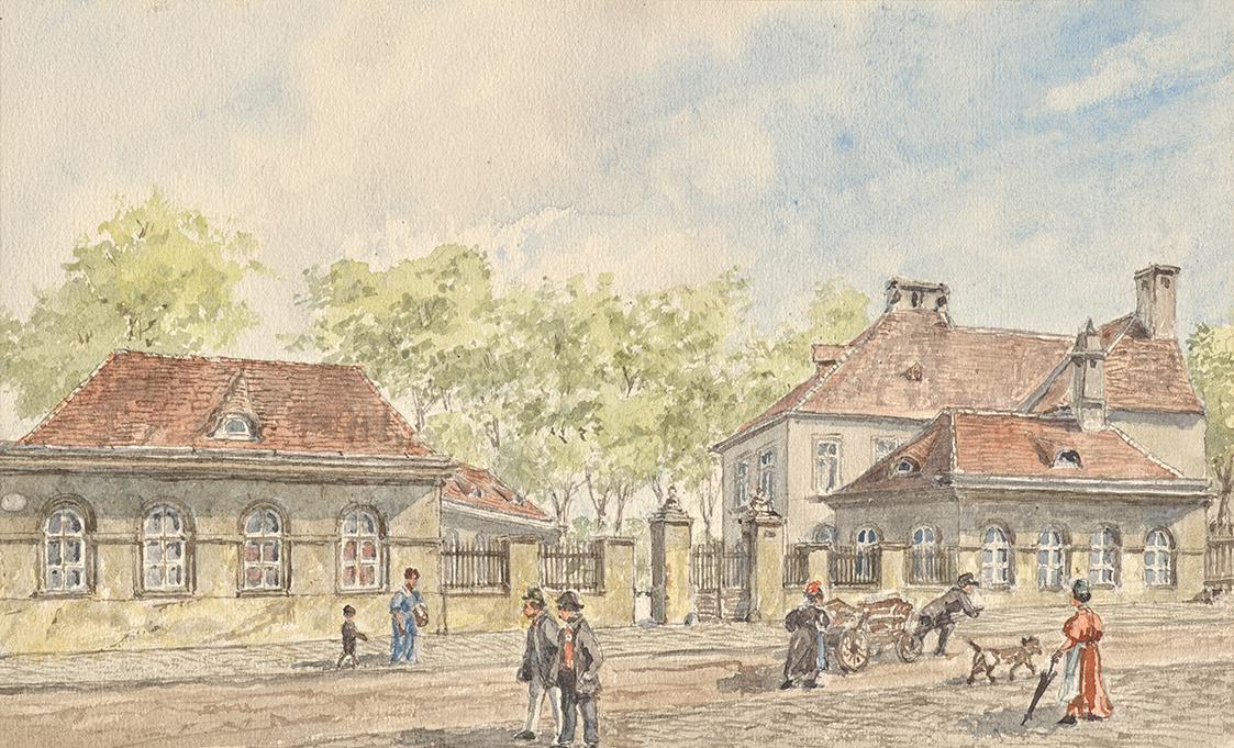 Gustav Korompay, Die Hohlweggasse in Wien-Landstraße, um 1890, Aquarell auf Papier, 15,3 × 25,2…