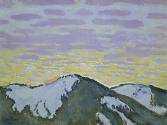 Koloman Moser, Verschneite Berggipfel in der Dämmerung, 1913, Öl auf Leinwand, kaschiert auf Ka…