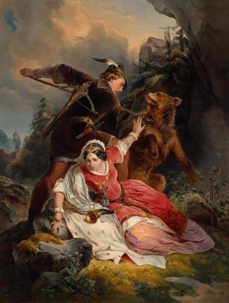 Franz Dobiaschofsky, Herzog Ernst der Eiserne rettet Cimburgis von Masowien, 1850, Öl auf Leinw…