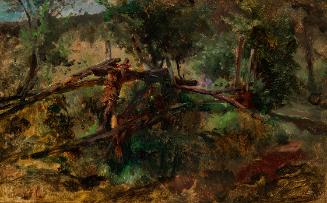 Johann Till, Waldweg mit Zaun, undatiert, Öl auf Karton, 18,5 x 28 cm, Belvedere, Wien, Inv.-Nr…