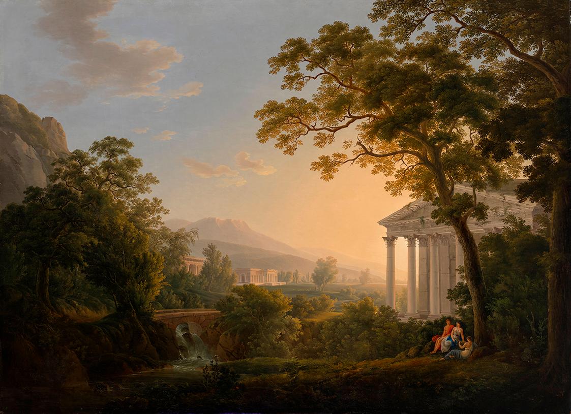 Joseph Rebell, Ideale Landschaft mit Tempelgebäuden, 1808, Öl auf Leinwand, 179 x 243 cm, Belve…