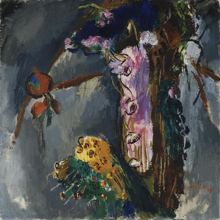 Max Weiler, Herbstblumenstrauß, 1949, Öl auf Leinwand, 91 × 90,5 cm, Belvedere, Wien, Inv.-Nr. …