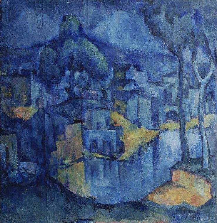 Joseph Floch, Blaue Landschaft mit Hirt, Öl auf Leinwand, 64 x 61 cm, Belvedere, Wien, Inv.-Nr.…