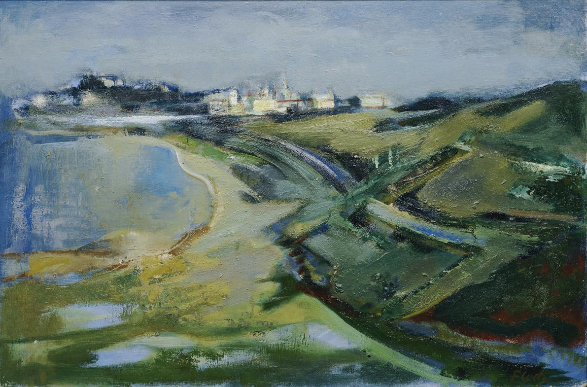 Joseph Floch, Blaue Rockpart-Landschaft, 1968, Öl auf Leinwand, 41 x 61 cm, Belvedere, Wien, In…