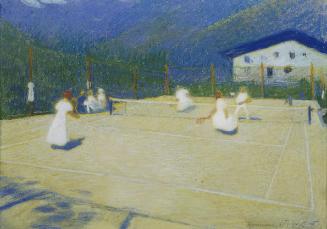 Ludwig Ferdinand Graf, Tennisplatz in Gossensass, 1908, Pastell auf Karton, 45 x 63 cm, Belvede…