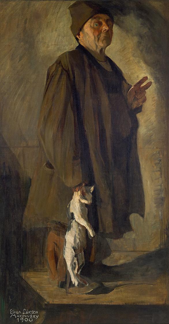 Elena Luksch-Makowsky, Der Katzenfresser, 1900, Öl auf Leinwand, 149 × 78 cm, Belvedere, Wien, …