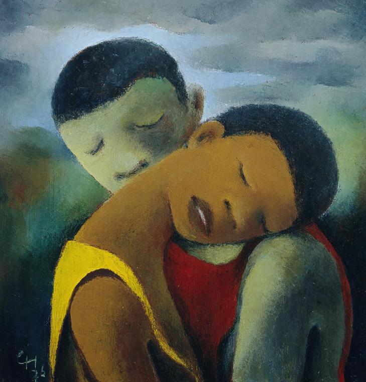 Carry Hauser, Abschied, 1976, Öl auf Pressspanplatte, 49 x 47,5 cm, Artothek des Bundes, Dauerl…