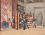 Carl Goebel, Das Eintrittskabinett in die ägyptische Sammlung, 1889, Aquarell auf Papier, 41 × …