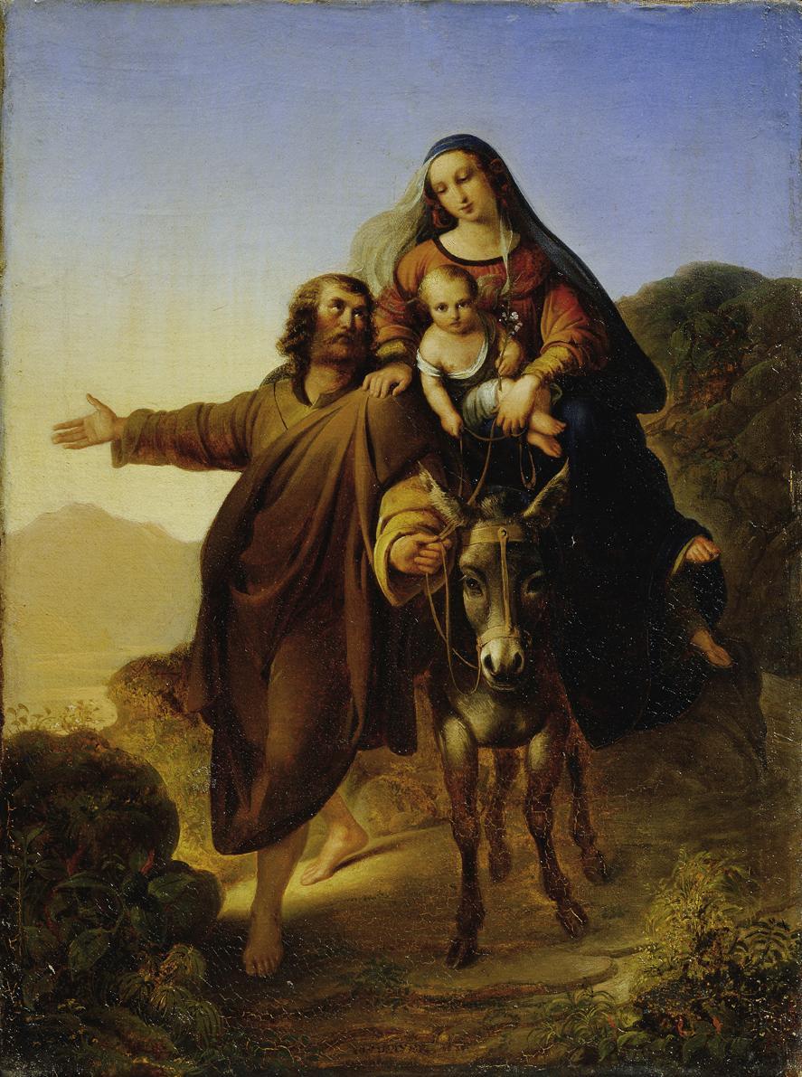 Josef Bayer, Flucht nach Ägypten, 1830, Öl auf Leinwand, 40 × 29,5 cm, Belvedere, Wien, Inv.-Nr…