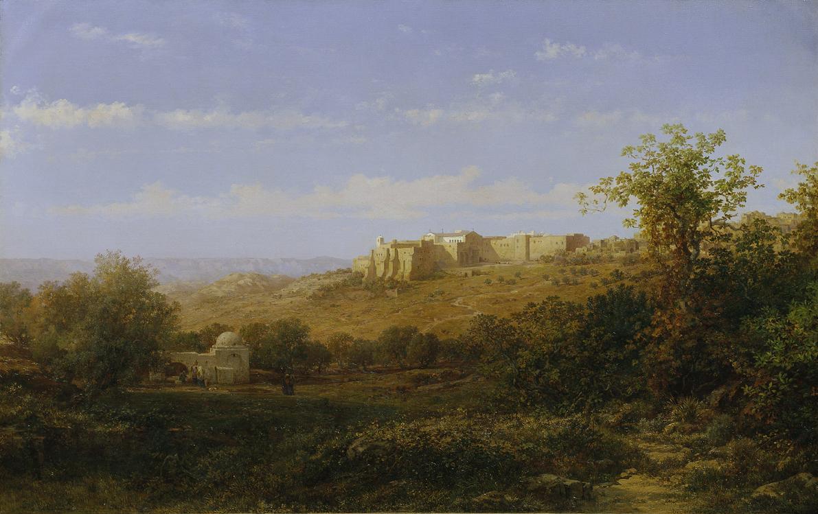 Bernhard Fiedler, Kloster in Bethlehem, 1882, Öl auf Leinwand, 76 x 118 cm, Belvedere, Wien, In ...