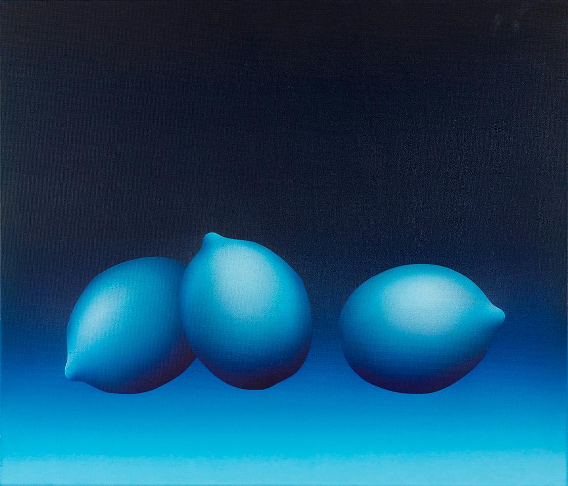 Reinfried Wagner, Blaue Zitronen, 1994, Acryl auf Leinwand, 60 × 70 cm, Belvedere, Wien, Inv.-N…