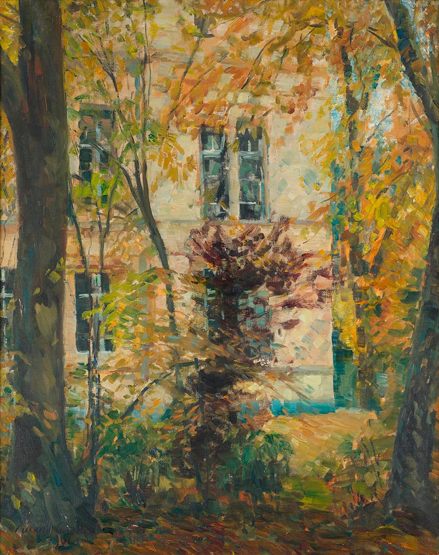 Ulrich Hübner, Haus mit Garten, 1901, Öl auf Leinwand, 74 × 60 cm, Belvedere, Wien, Inv.-Nr. 10…