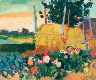 Archiv Wilfried Kirschl, Innsbruck, Bauerngarten, 1953, Öl auf Leinwand, auf Karton aufgezogen,…