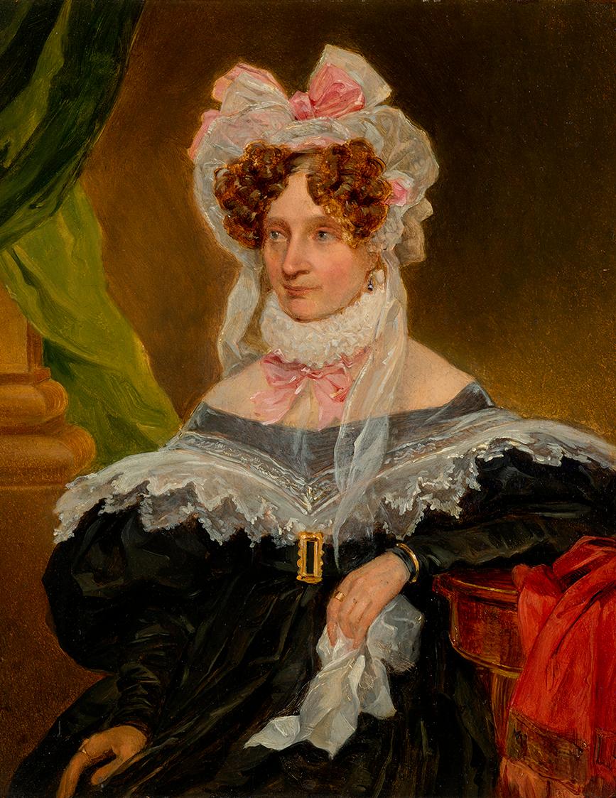 Joseph Weidner, Biedermeier-Dame, undatiert, Öl auf Karton, 26 × 21 cm, Schenkung Sammlung Maur…