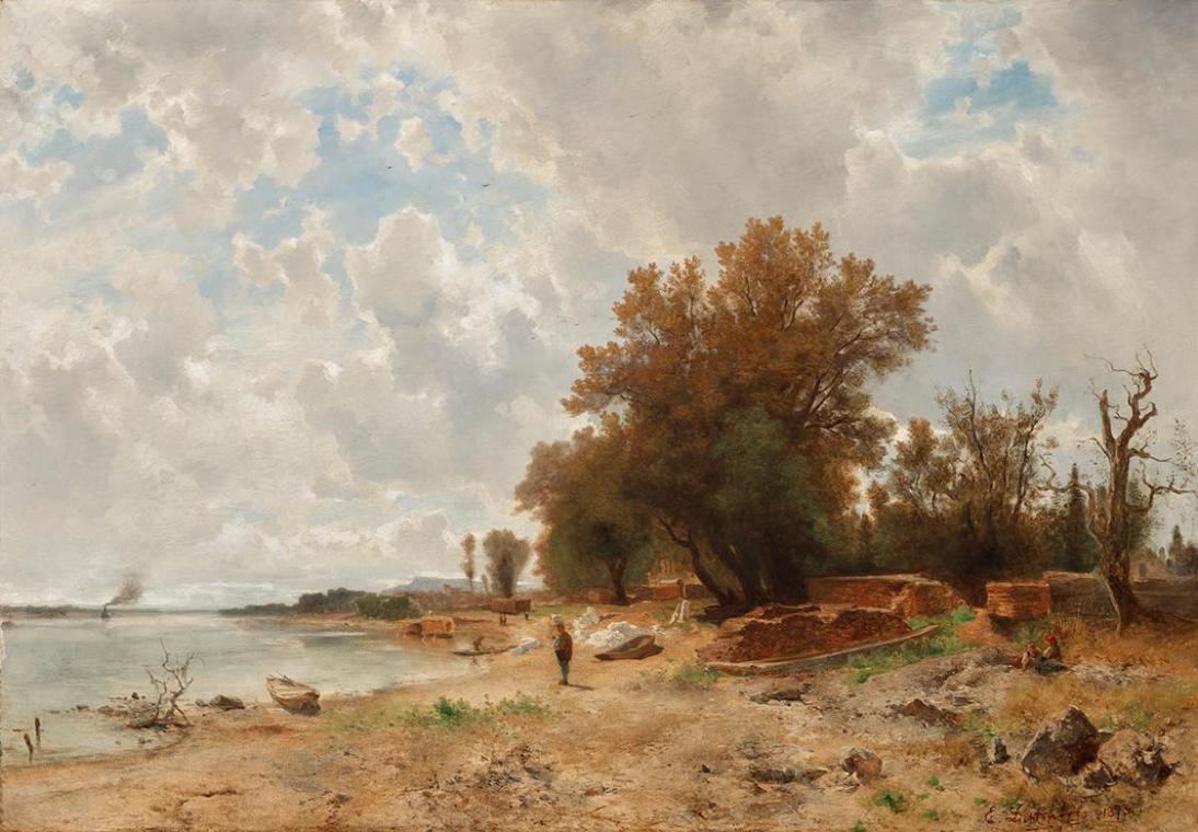 Eduard Peithner, Donauufer im Prater, 1873, Öl auf Leinwand, 93 x 133 cm, Belvedere, Wien, Inv.…