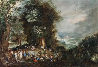 Johann Jakob Hartmann, Marketenderlager am Waldrand, Öl auf Eichenholz, 77 x 111 cm, Belvedere,…