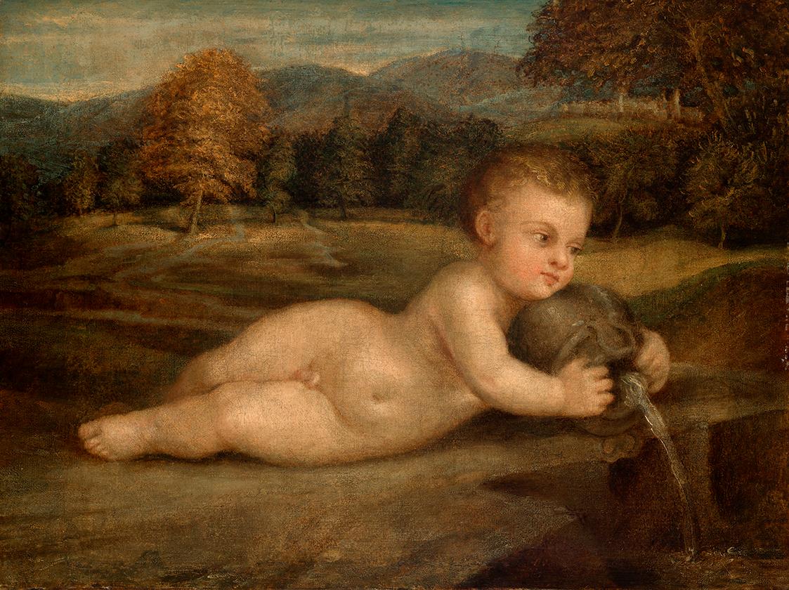 Die Quelle, undatiert, Öl auf Leinwand, 51 × 68 cm, Belvedere, Wien, Inv.-Nr. SLM 53