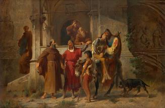 Johann Till, Studie zum Gemälde "Heimkehrende Kreuzfahrer", 1864, Öl auf Leinwand, 13,8 × 9,7 c…