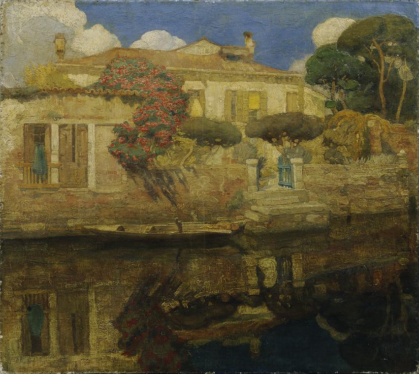 Vettore Zanetti-Zilla, Das Haus des Malers, 1897, Öl auf Leinwand, 126 x 140 cm, Belvedere, Wie…