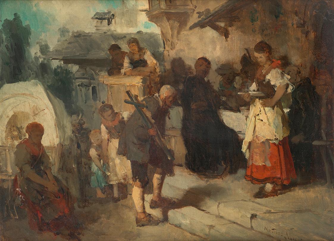 Mathias Schmid, Zwei Herrgottshändler, um 1873/74, Öl auf Leinwand, 44 × 59 cm, Belvedere, Wien…