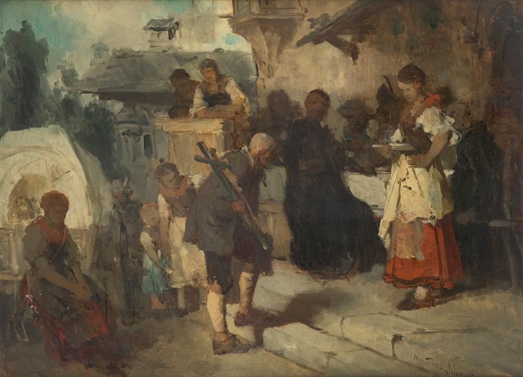 Mathias Schmid, Zwei Herrgottshändler, um 1873/74, Öl auf Leinwand, 44 × 59 cm, Belvedere, Wien…