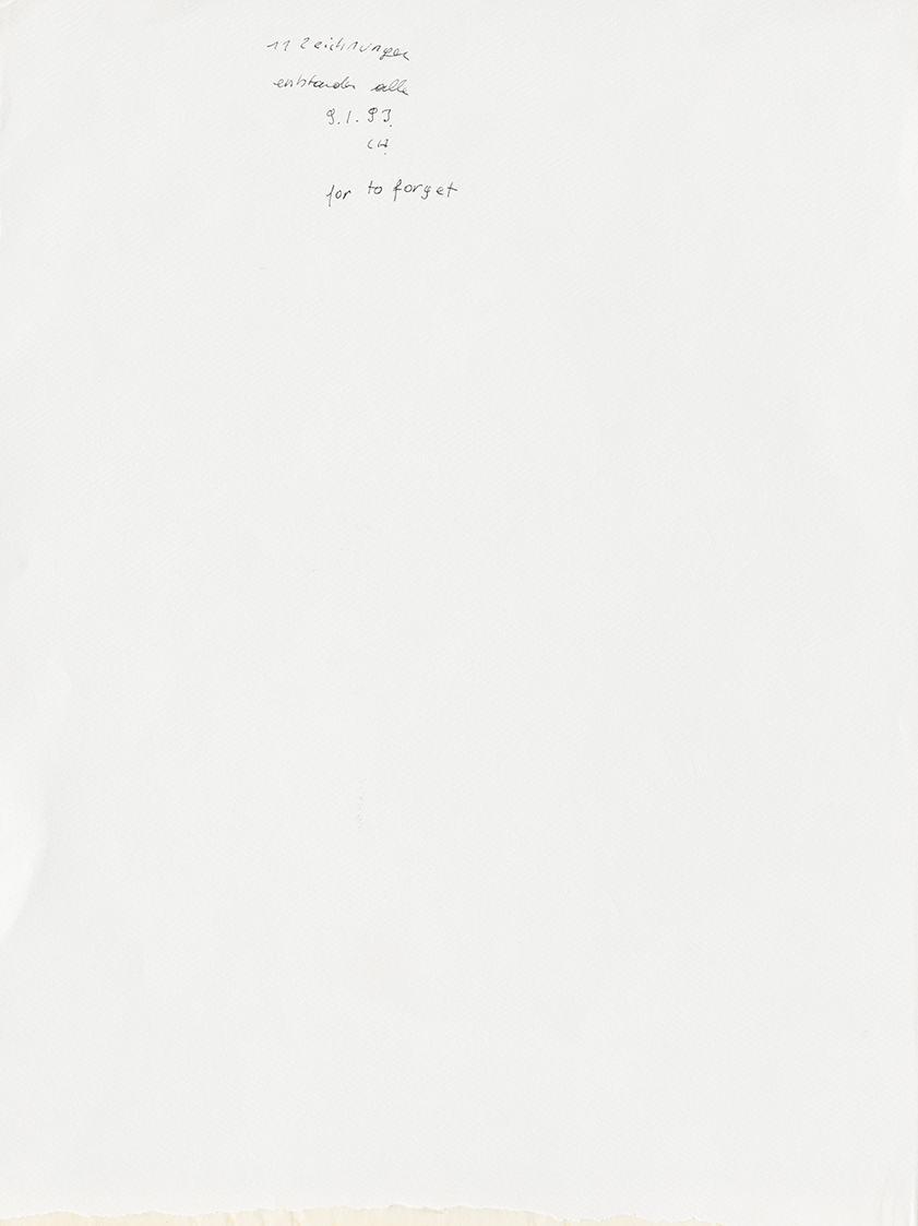 Christine Hohenbüchler, for to forget, 1993, 11 Blätter, Tusche auf Transparentpapier, 11 mal:  ...