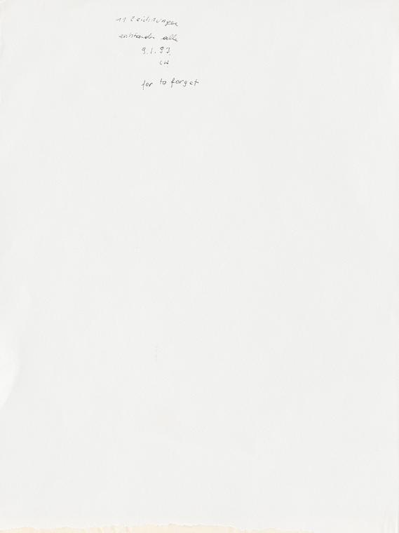 Christine Hohenbüchler, for to forget, 1993, 11 Blätter, Tusche auf Transparentpapier, 11 mal: …