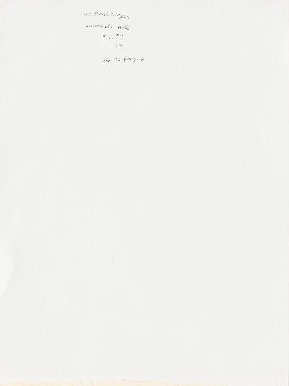 Christine Hohenbüchler, for to forget, 1993, 11 Blätter, Tusche auf Transparentpapier, 11 mal:  ...