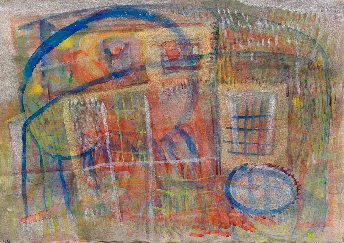 Christine Hohenbüchler, Ohne Titel, 1986, Aquarell und Lackstift auf Papier, beidseitig bemalt,…