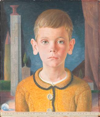 Fritz Silberbauer, Mein Sohn, 1926, Tempera auf Holz, 40,5 x 35 cm, 1973 Artothek des Bundes, D…