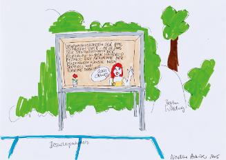 Nadine Arbeiter, Informationskasten, 2005, Papier, 21,3 × 29,4 cm, Belvedere, Wien, Inv.-Nr. 10…