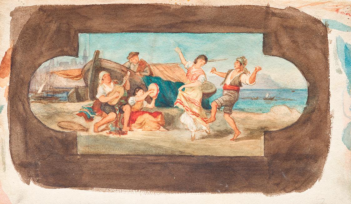 Der Tanz der Italiener - Entwurf eines Deckengemäldes