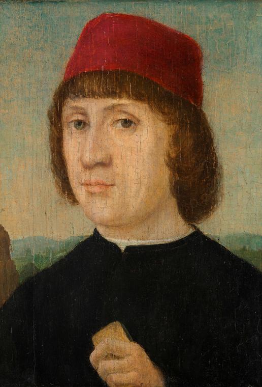 Herrenportrait mit roter Mütze, 16. Jahrhundert, Öl auf Holz, 19,8 × 14,6 cm, Belvedere, Wien, …