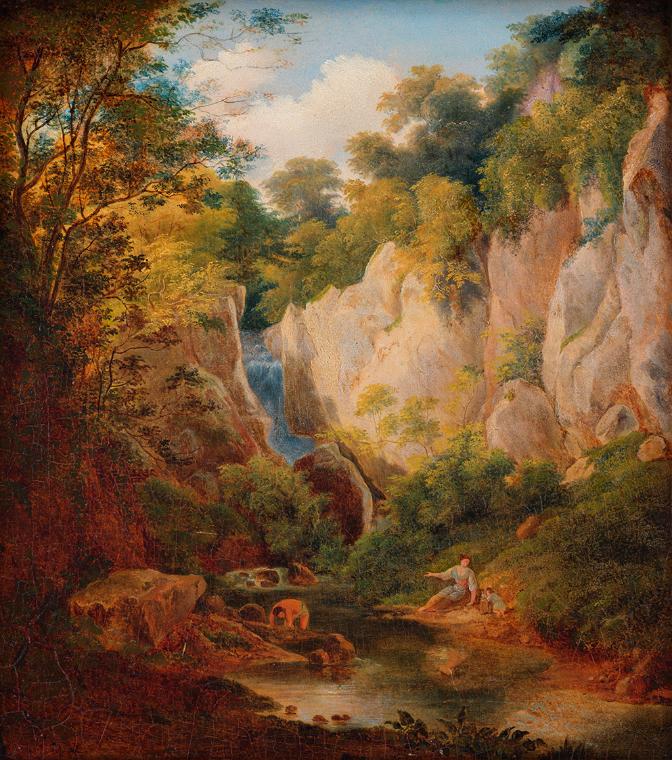 Károly Markó, Landschaft mit Schlucht, undatiert, Öl auf Holz, 24 × 21,5 cm, Schenkung Sammlung…