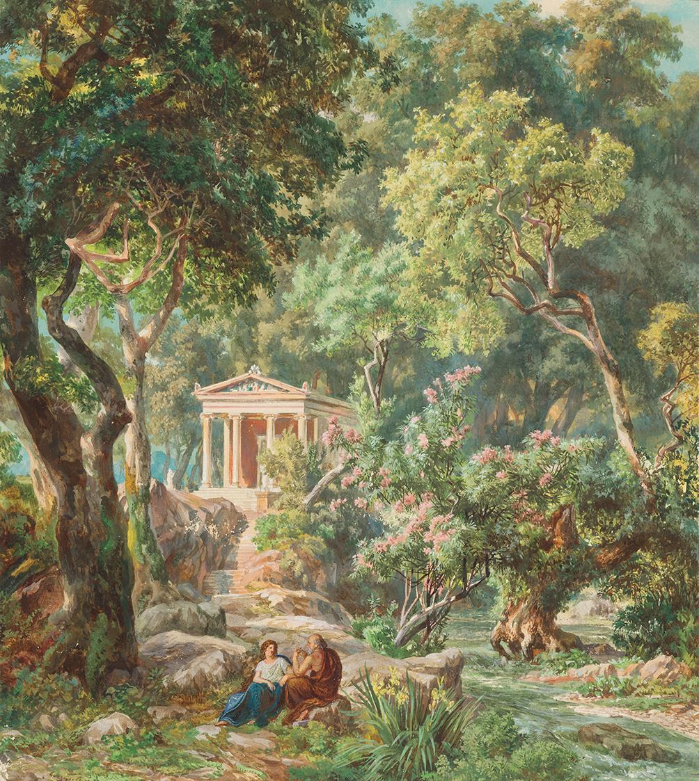 Károly Markó, Die Waldkönigin, 1. Hälfte 19. Jahrhundert, Aquarell und Gouache auf Papier, Blat…