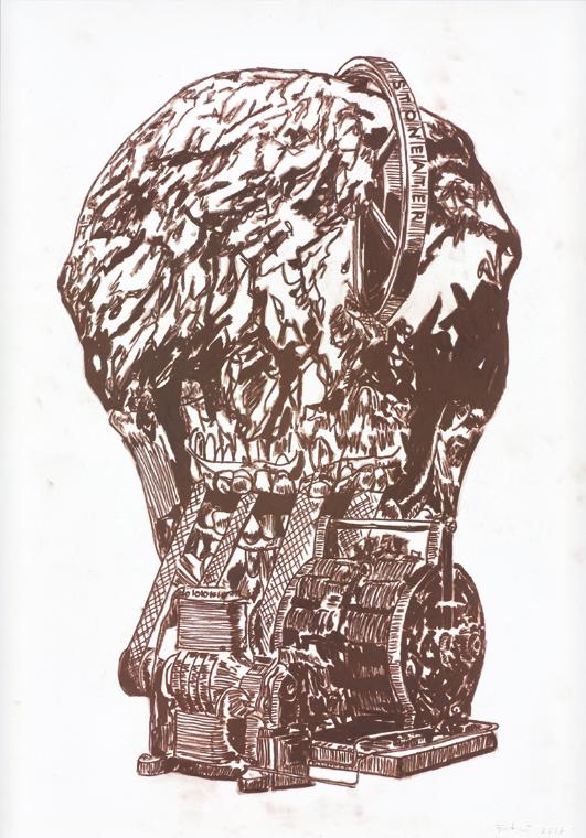 Thomas Feuerstein, STONEATER, 2017, Gips und Eisenoxyd auf Papier, gerahmt, 49,5 × 34,7 cm, Bel…