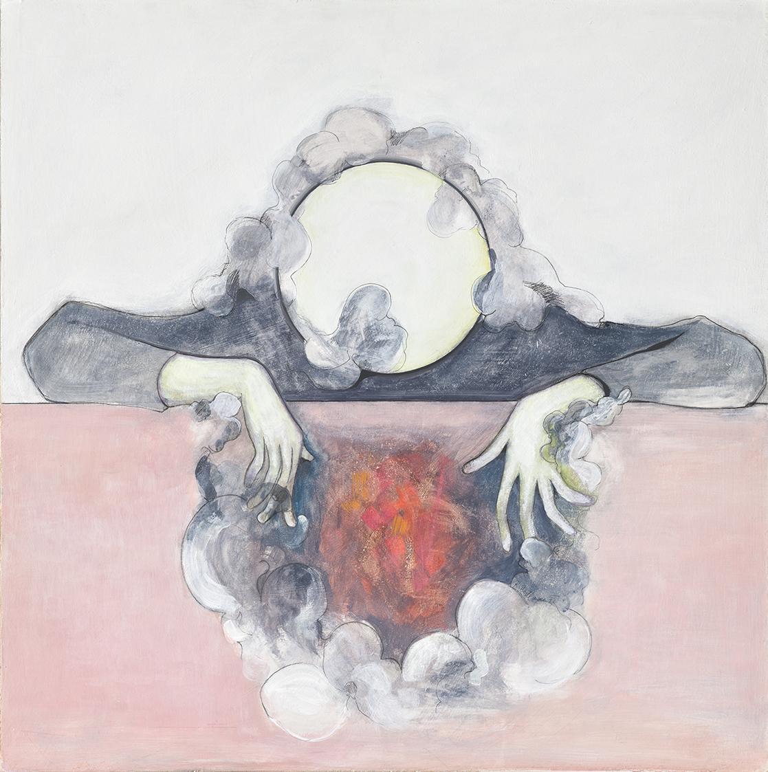 Renate Bertlmann, Selbstporträt, 1972, Mischtechnik auf Pressspanplatte, 90 × 89 × 2,5 cm, 2019…