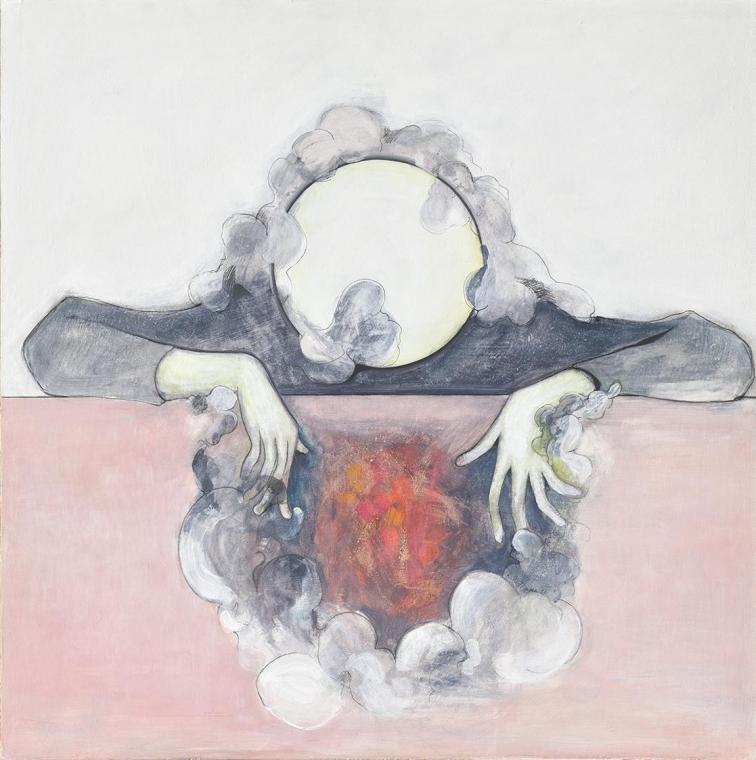 Renate Bertlmann, Selbstporträt, 1972, Mischtechnik auf Pressspanplatte, 90 × 89 × 2,5 cm, 2019…