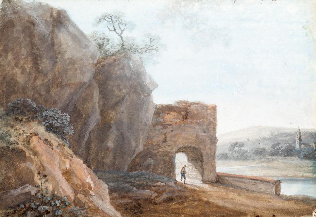 Johann Christian Brand, Landschaft, 1770/1800, Gouache auf Papier, 7,5 × 11 cm, Belvedere, Wien ...