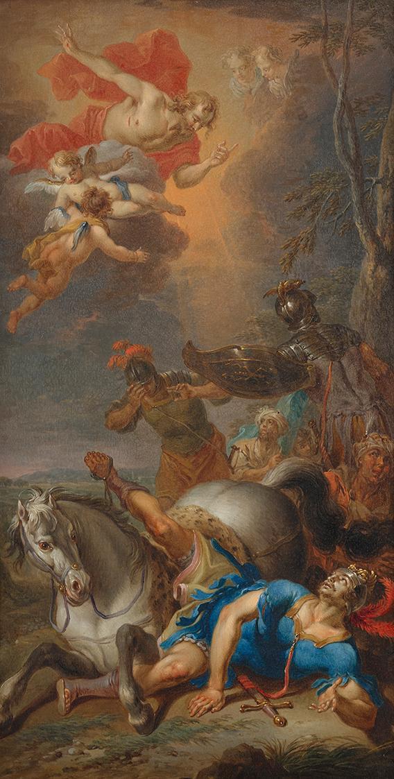 Franz Christoph Janneck, Bekehrung des heiligen Paulus, undatiert, Öl auf Kupfer, 35,7 × 18,5 c ...